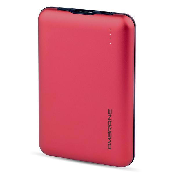 Ambrane PP-20 20000 mAh Li-Polymer Powerbank with Dual Micro / Type-C Input Fast Charging for Smartphone, Smart Watches, Neckbands & Other Devices, Made In India (Red)