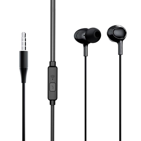 Ambrane EP-38 Wired Earphones with Metal Connectors, In-Line Mic and Tangle free Design (Black)