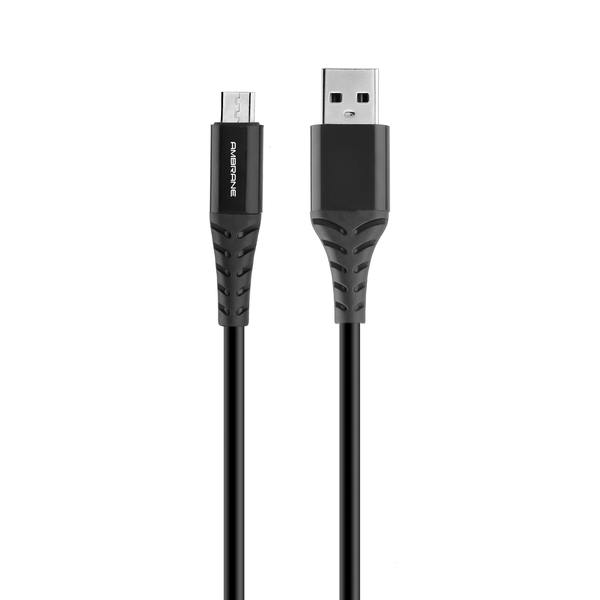 Ambrane Unbreakable 3A Fast Charging Braided Micro USB Cable for Android Devices – 1.5 Meter (RC-M-15), Black