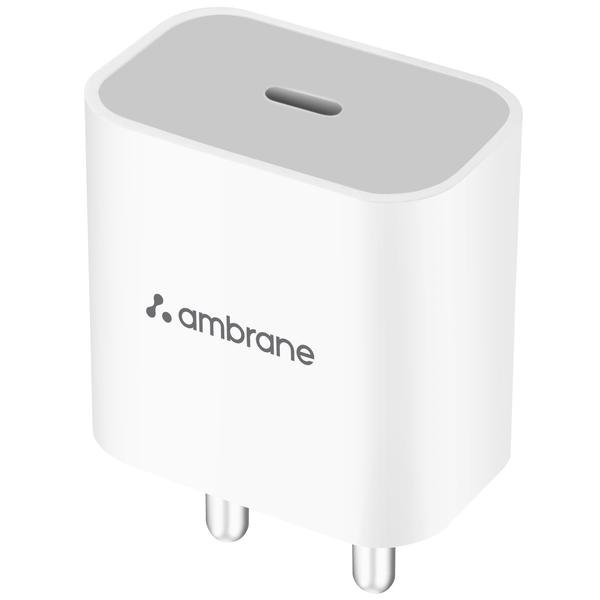 Ambrane AWC-38 Wall Charger with 10.5 Watt / 2.1A Fast Charging via USB Port with LED Indicator (White)