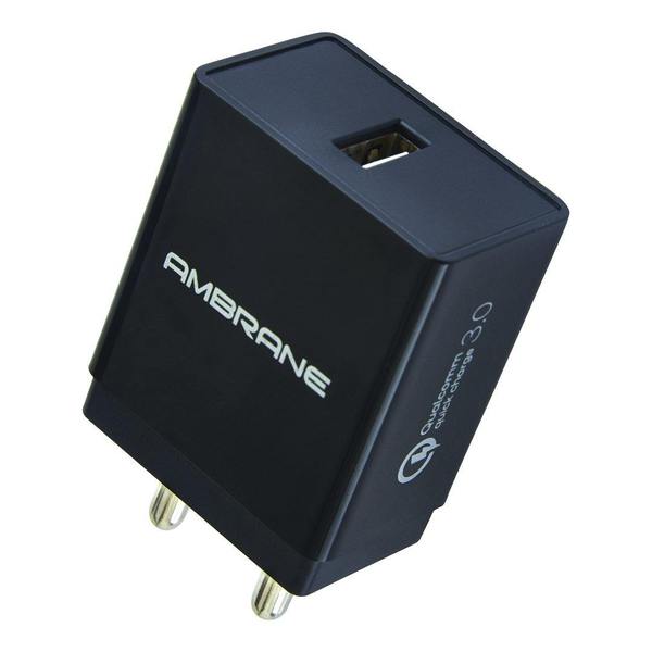 Ambrane ACP-29 Quick Charge 3.0 + PD (Type C) Charger Wall Charger (Black)